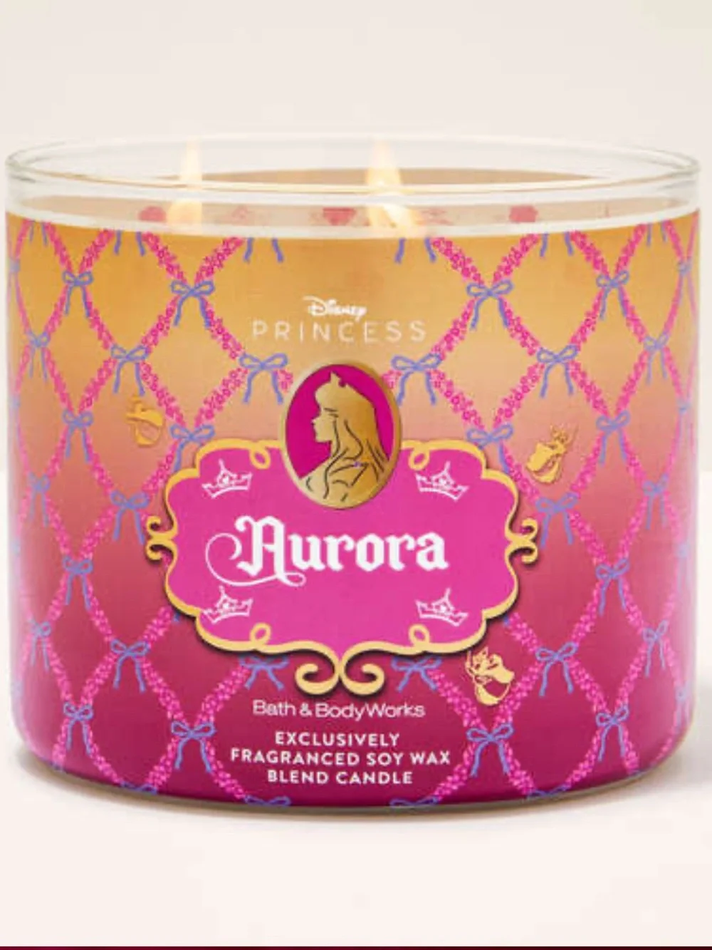 Bath & Body Works Disney Princess Aurora 3-Wick Candle - Pink & Gold